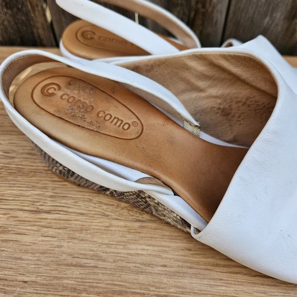 Corso Como Geox Women's White and Brown Wedge Sandals Size 7.5 - Picture 15 of 16